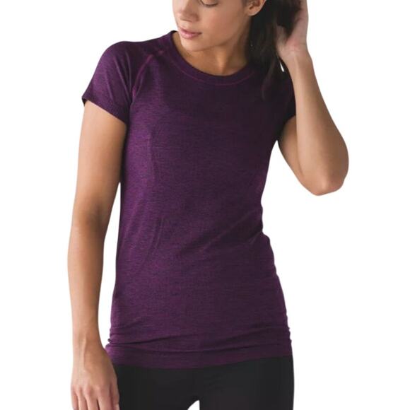 Lululemon Swiftly Tech Short Sleeve Tee 8 Heathered Purple Berry Workout Gym - Picture 9 of 9